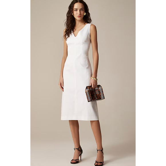 J Crew Corset Midi Dress 10 White NWT Beach Wedding Bridal Sheath CI668 J.Crew - Picture 1 of 4